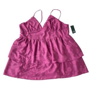 NWT Wild Fable Women's 2X Tiered Top Tank Adjustable Straps V-Neck Plum Purple